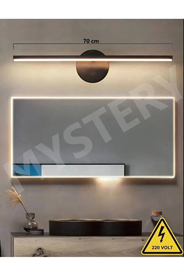 Siyah Banyo Duvar Ayna Tablo Koridor Cafe Hotel Aydınlatması Led Flüt Aplik Günışığı